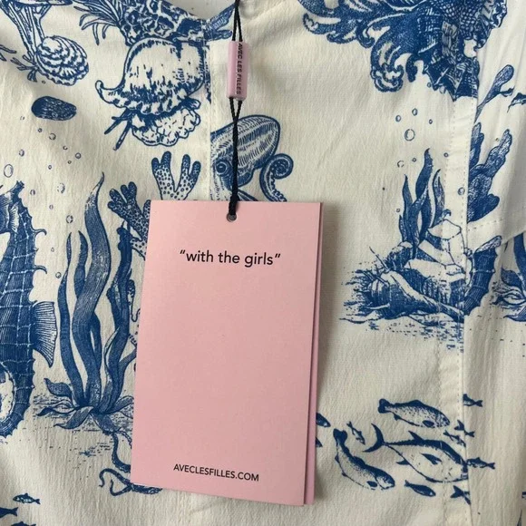 NEW Avec Les Filles Dress Size 12 Blue‎ White Nautical Mermaid Ocean Beach Midi - Picture 12 of 16